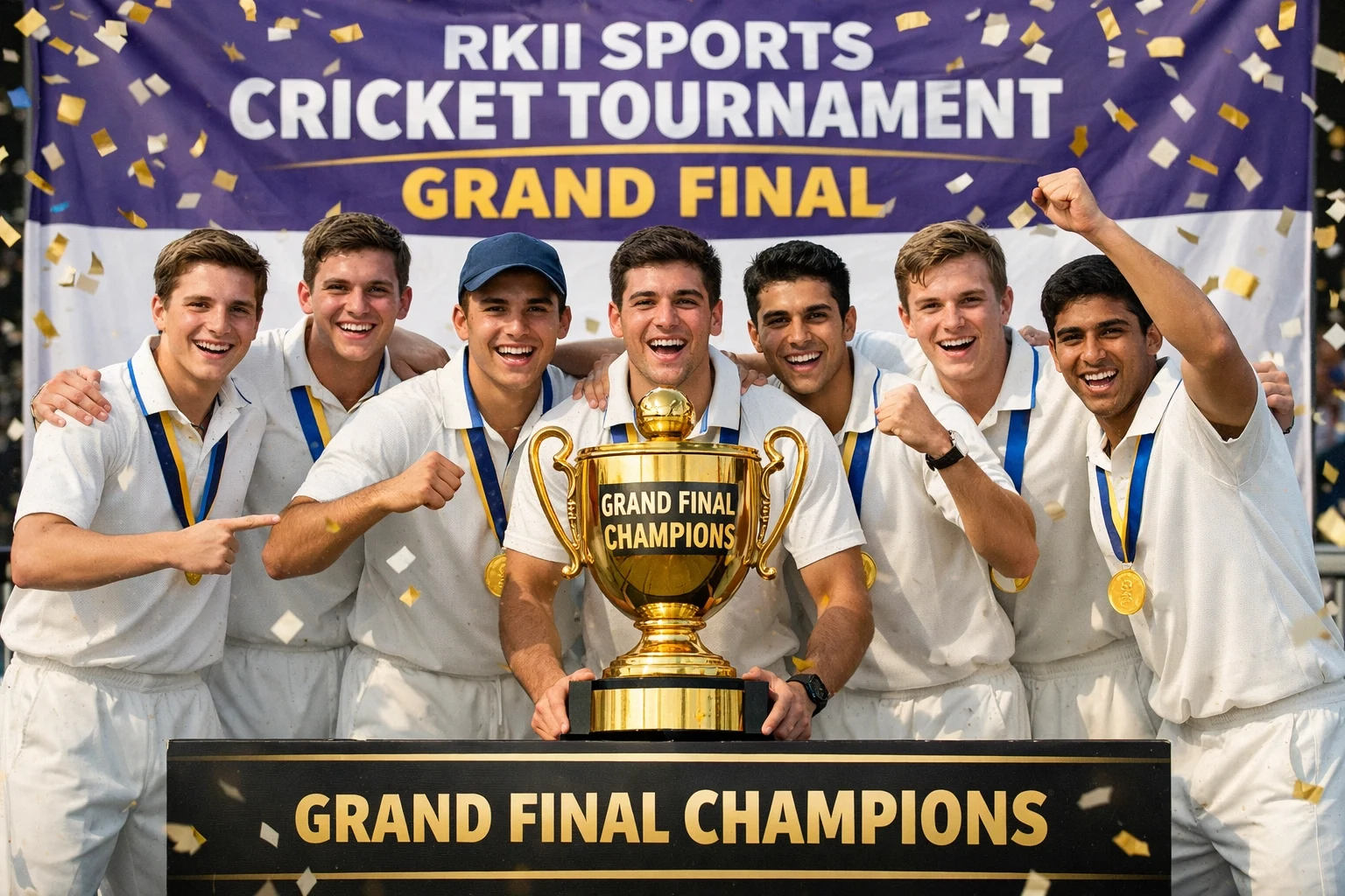 RKII Sports Events grand final champions team with trophy